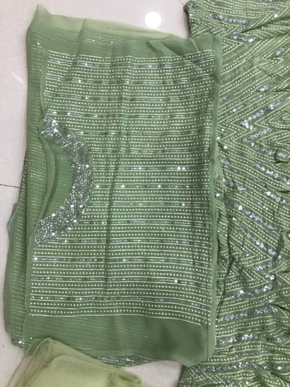 Absolute Light Green Color Festive Wear Georgette Sequence Embroidered Designer