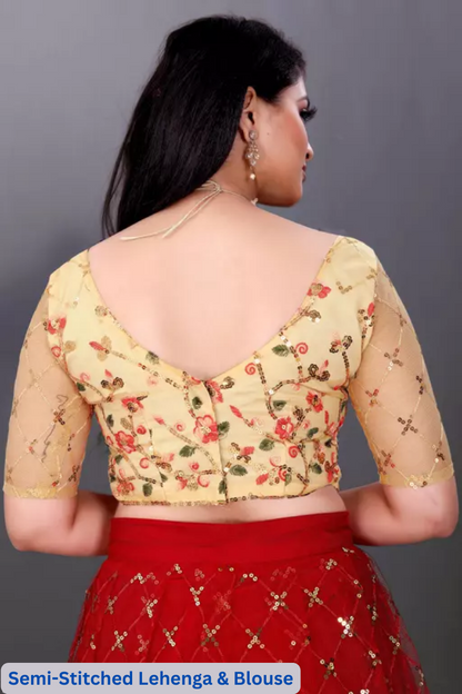 Women's Silk Semi-Stitched Lehenga Choli Set