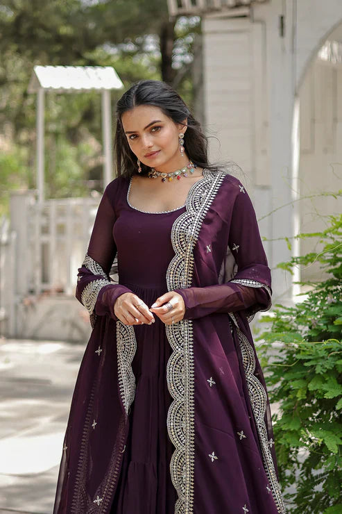 Purple Color Pure Georget salwar suit