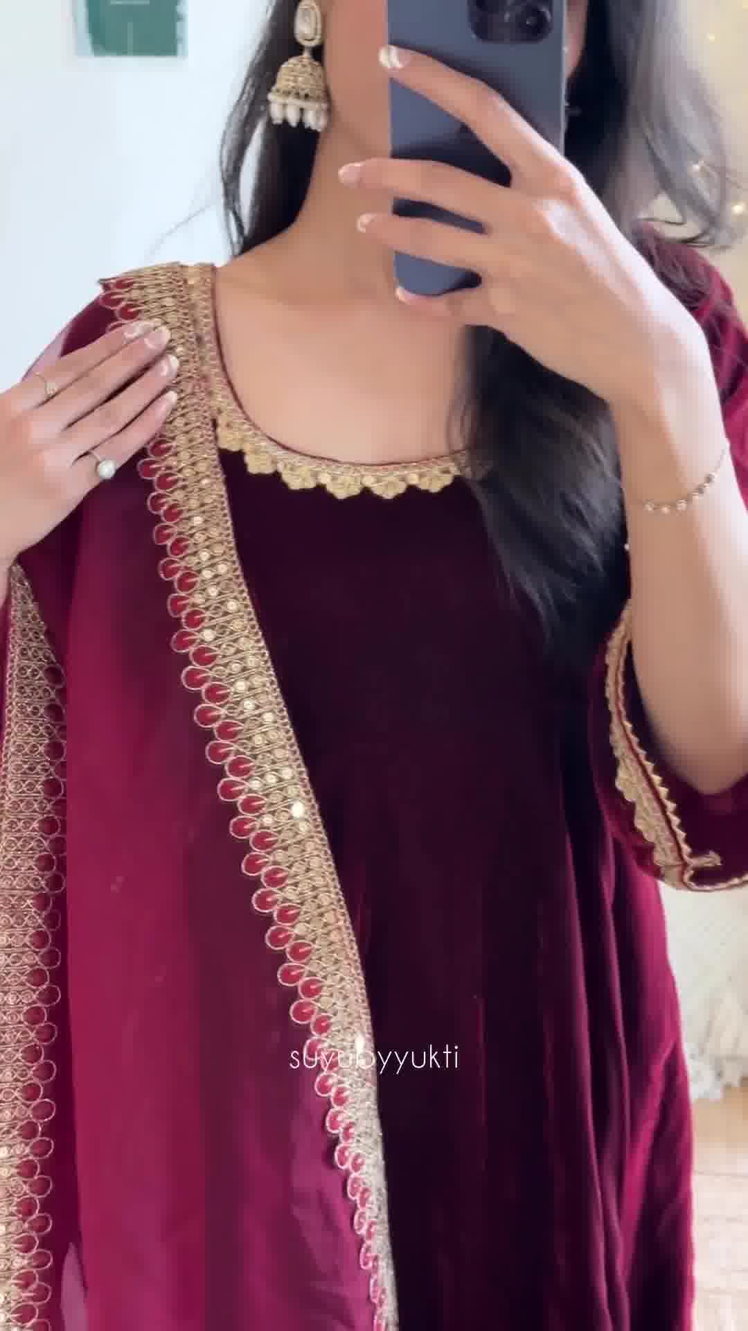 MAROON COLOUR DIGITALLY PRINTED GOWN AND DUPPATA SET FOR WOMAN