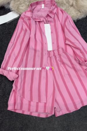 Pink Striped Cotton Co-ord Set