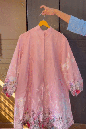 Elegant Floral Printed Pink Kurti for Modest Fashion