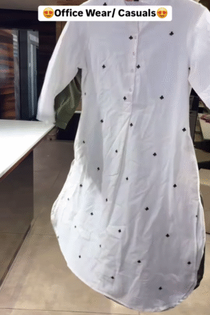 Elegant White Cotton Kurti for Office & Casual Wear