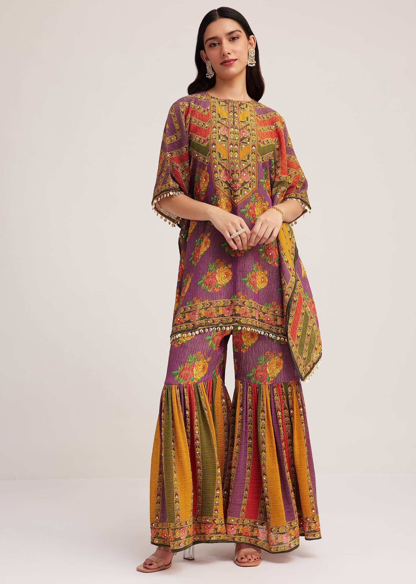 Rangrez Multicolor Mirror Work Sharara Set