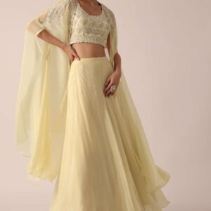 Sunlit Charm Yellow Organza Flared Lehenga