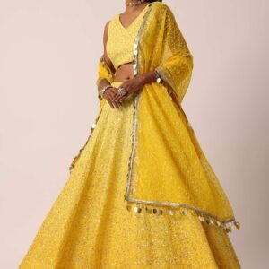 Radiant Marigold Yellow Fully Sequined Lehenga