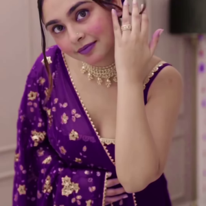 heavy purple anarkali set with embroidered dupatta