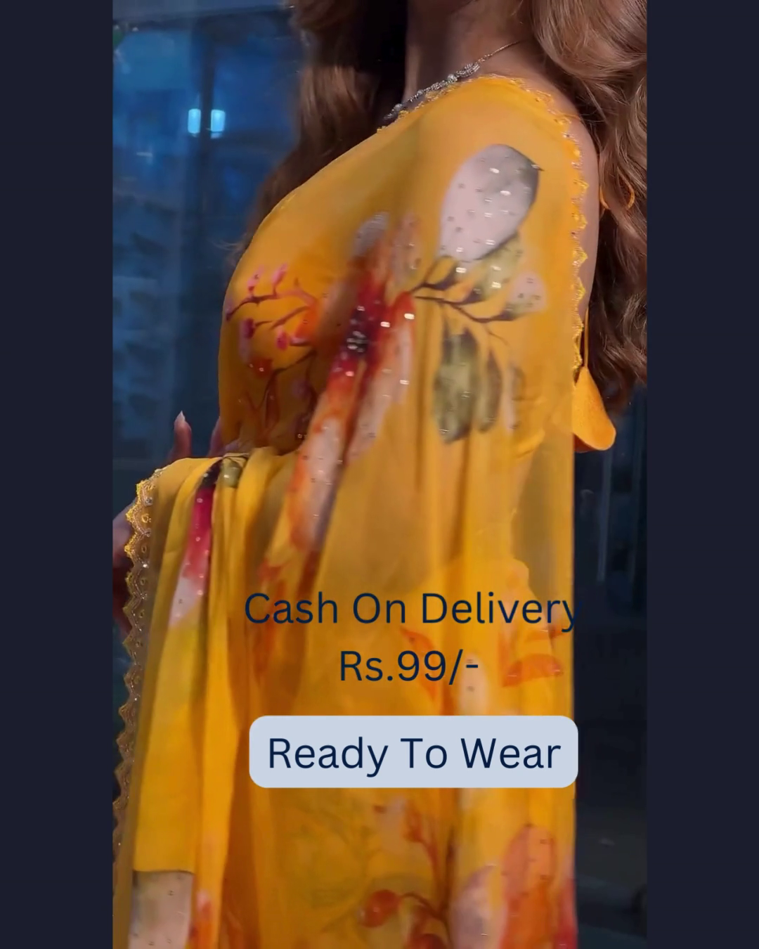 Summer Sunshine: Yellow Chiffon Printed Saree - Image 3