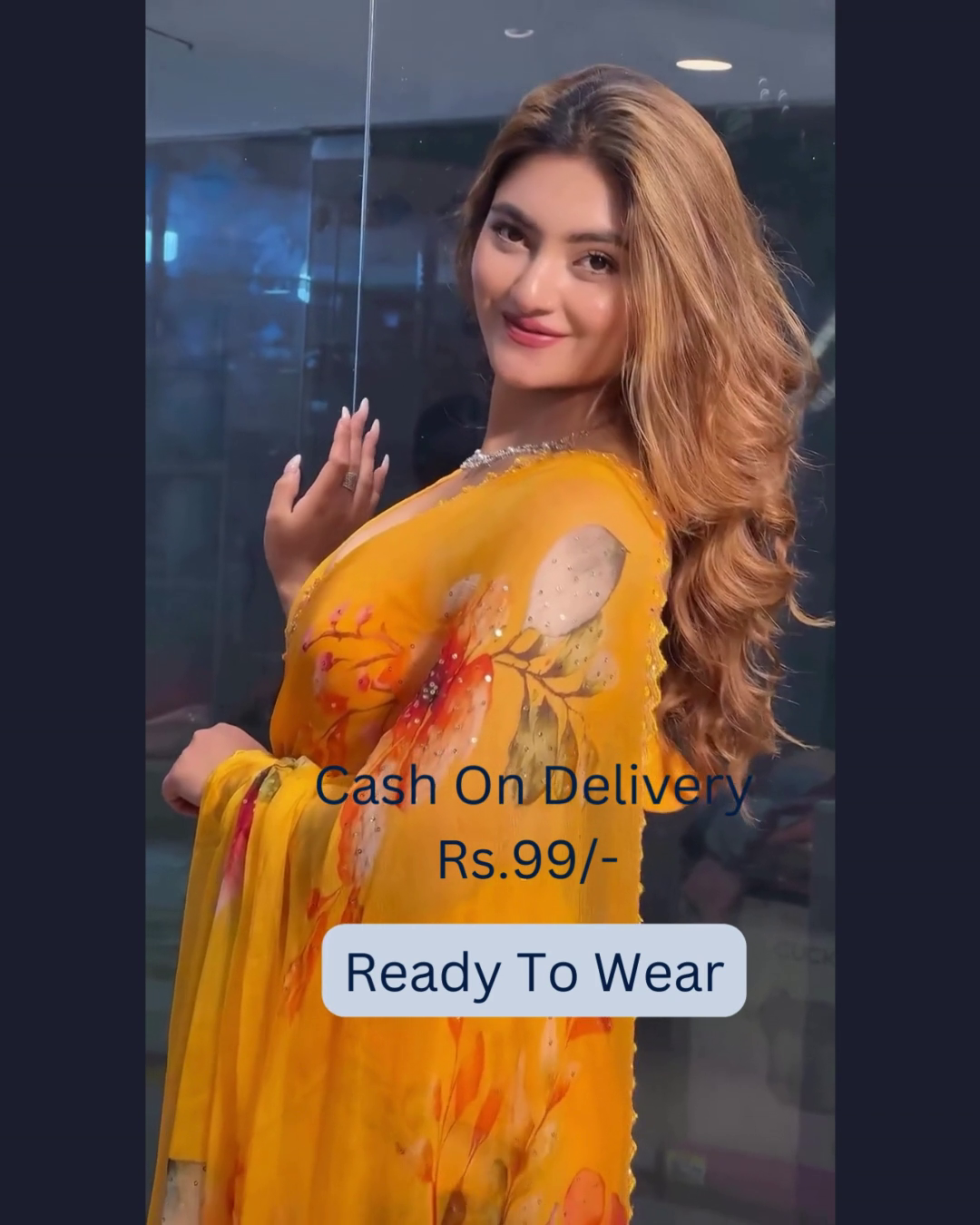 Summer Sunshine: Yellow Chiffon Printed Saree - Image 7