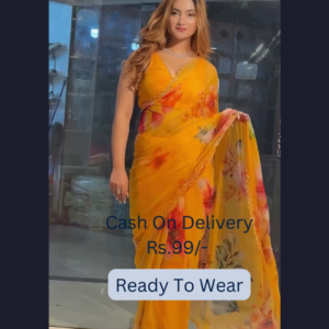 Summer Sunshine: Yellow Chiffon Printed Saree
