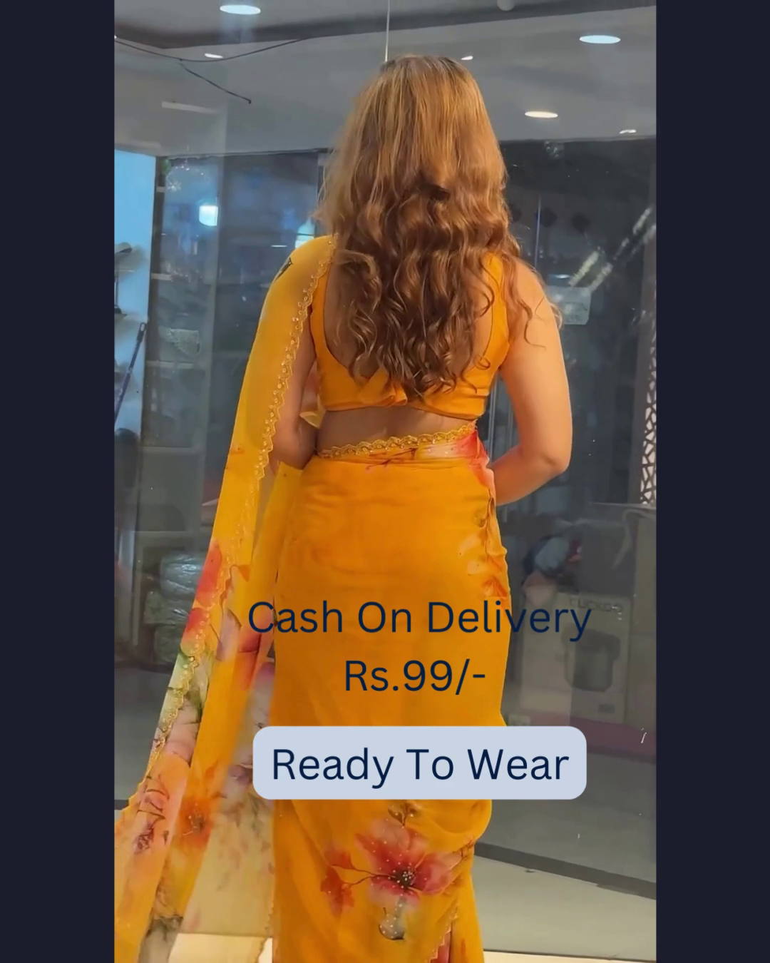 Summer Sunshine: Yellow Chiffon Printed Saree - Image 10