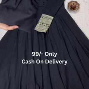 ✨ Elegant Black Ready-to-Wear Anarkali Kurti Set