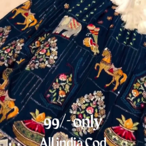 ✨ Royal Blue Traditional Printed Skirt