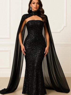 Black Sequin Mermaid Gown – Premium Party & Evening Wear