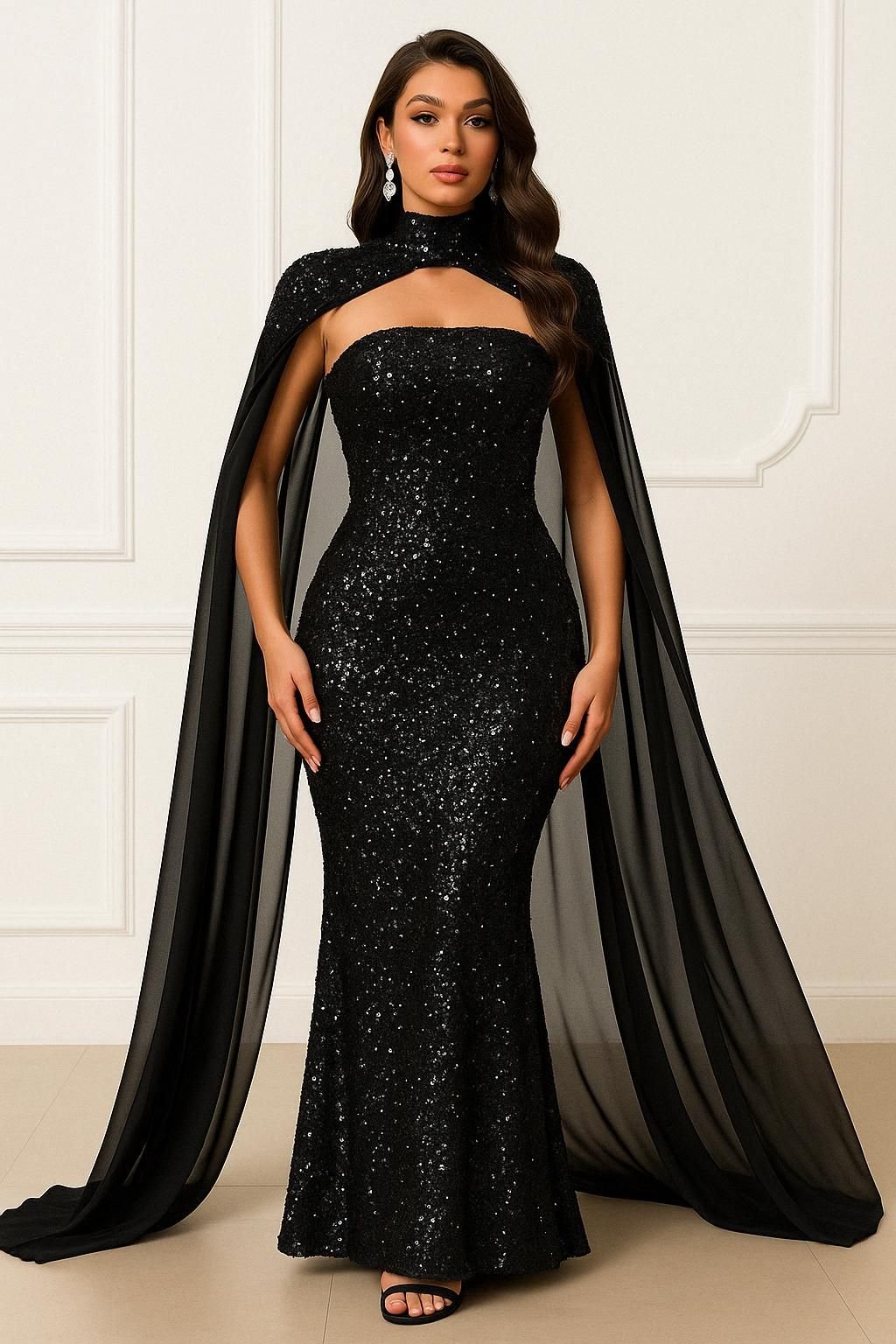 Black Sequin Mermaid Gown – Premium Party & Evening Wear